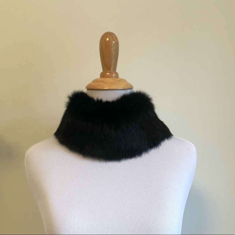Lord and Taylor Rabbit Fur Scarf - Black Scarf